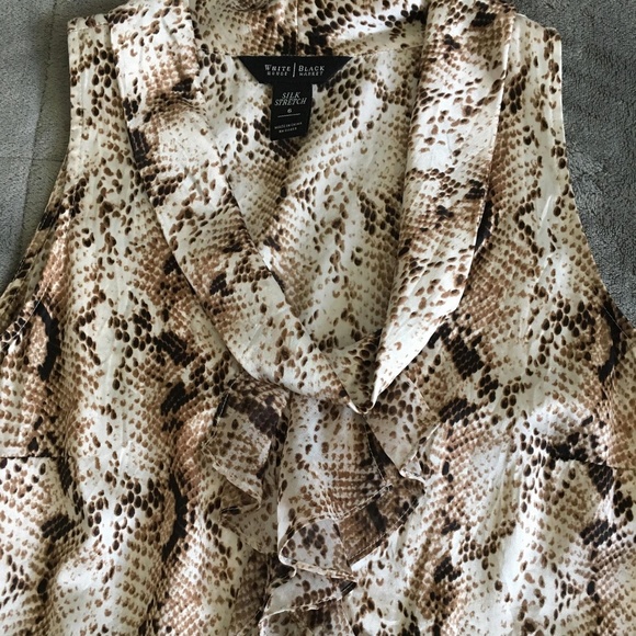White House Black Market Snake Print Silk Blouse - Picture 4 of 7